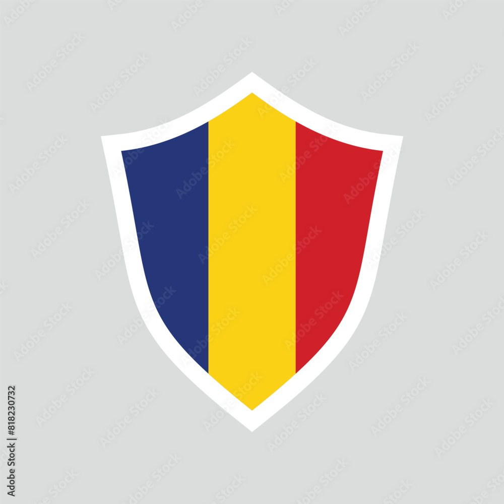 Fototapeta premium Romania Flag in Shield Shape Frame