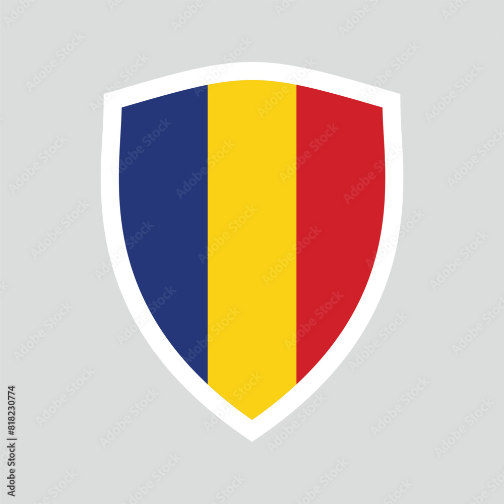 Fototapeta premium Romania Flag in Shield Shape Frame