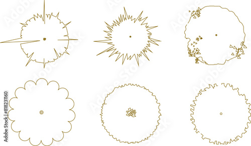Vector illustration sketch of tree plant logo icon design seen from above for completeness of the plan