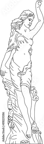 Vector illustration sketch of traditional ethnic vintage beautiful woman statue decoration accessories design