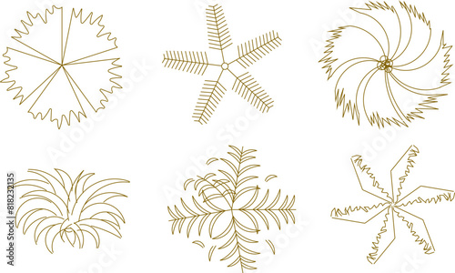 Vector illustration sketch of logo icon design, siteplan layout, tree plants seen from above for completeness of the plan