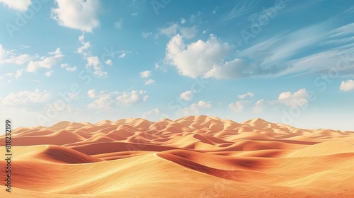 Desert Landscape, where rolling dunes and endless horizons stretch as far as the eye can see photo