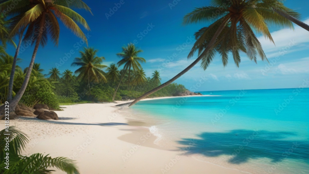 Beautiful tropical beach vector illustration
