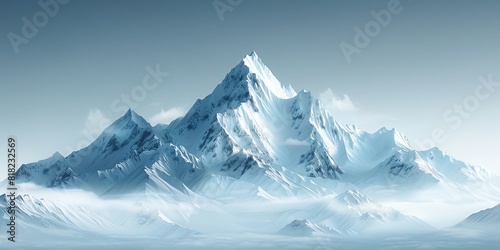 A snow-capped mountain in a sea of negative space