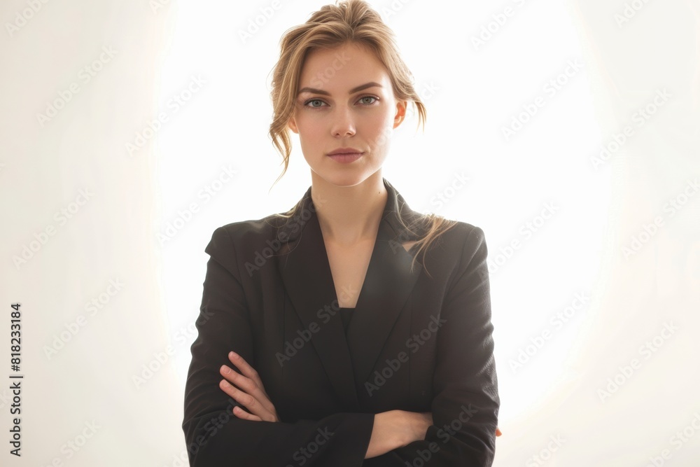 Professional businesswoman on white background, confident and poised, ready for success... Professional businesswoman on white background, confident and poised, ready for success...