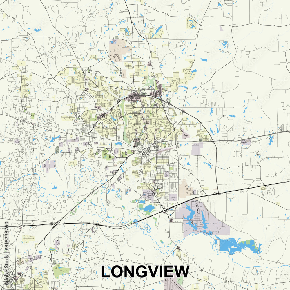 Longview, Texas, USA map poster art