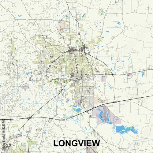 Longview  Texas  USA map poster art