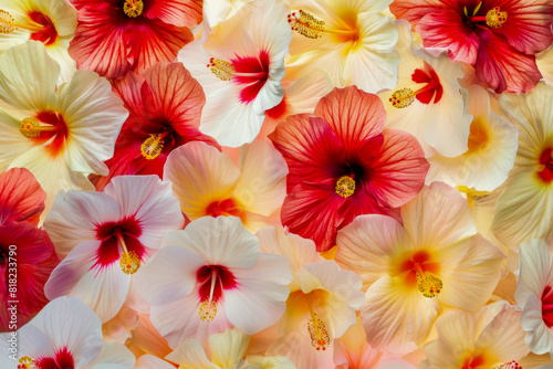 Colorful Hibiscus Flower Background Vibrant and Tropical Floral Pattern in Nature