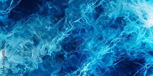 Abstract Blue Electric Energy Background with Lightning Patterns and Smoky Texture