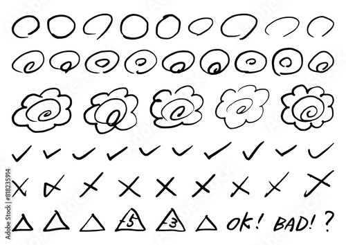 テストの採点素材　手描き