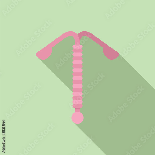 Minimalistic vector graphic of an intrauterine device iud on a soft green background