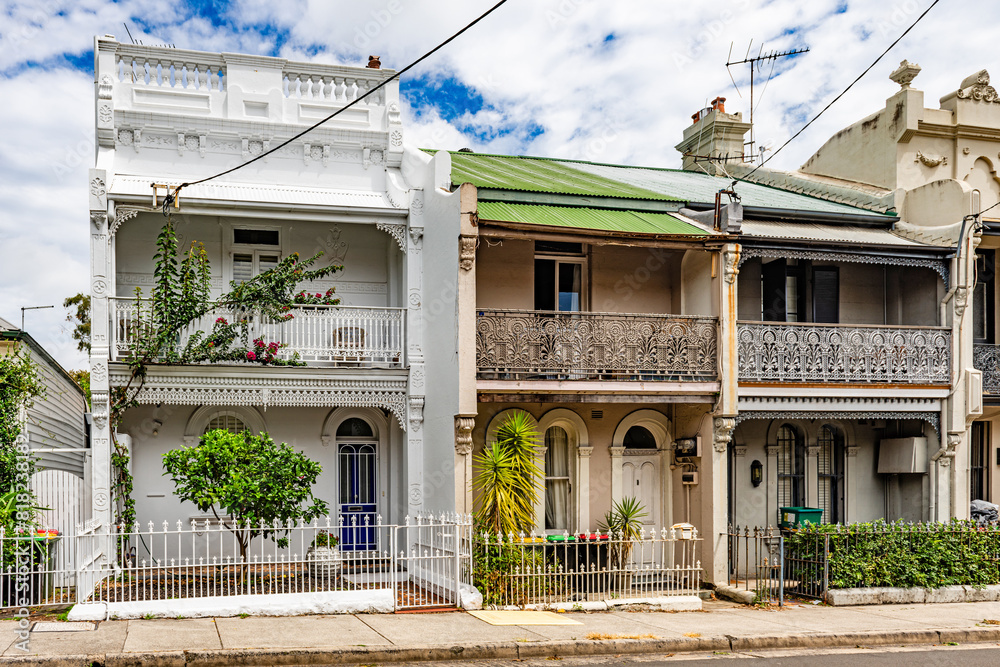 Fototapeta premium Historic Victorian terraced houses in Paddington, a district of Sydney, Australia