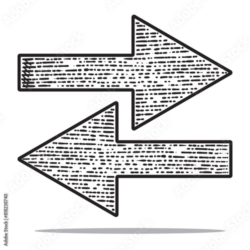 arrow icon vector engraving style hand drawn element black and white