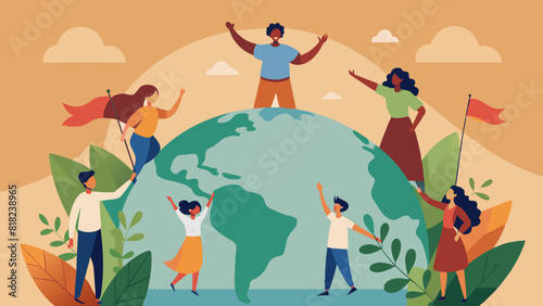 Celebrating Earth Day: Diverse People Embracing Global Conservation. Vector illustration for World Population Day