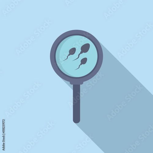 Graphic representation of sperm cells seen through a stylized magnifying glass with a drop shadow