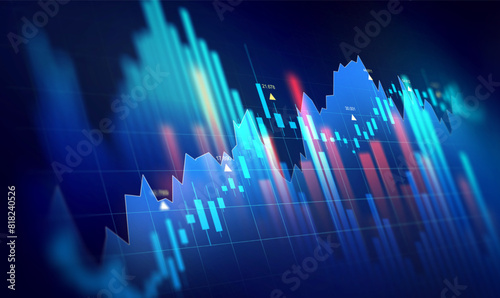 Growth arrow and development. Digital financial chart indicators, stock market chart, business and exchange financial growth graph. Stock market trading graph and financial investment.   © Miha Creative