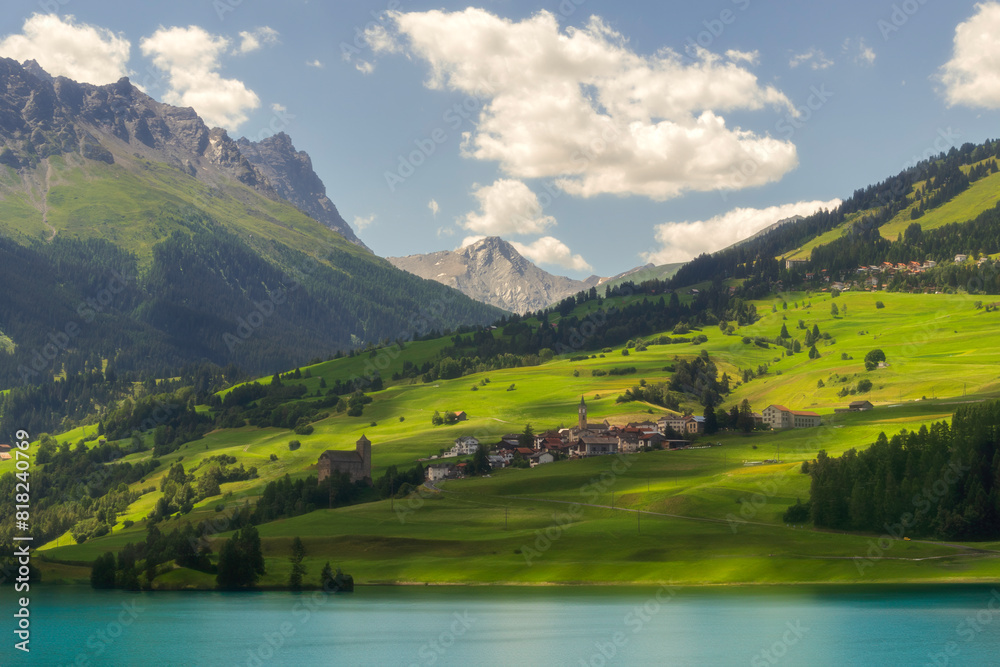 landscape with lake and mountains in Switzerland