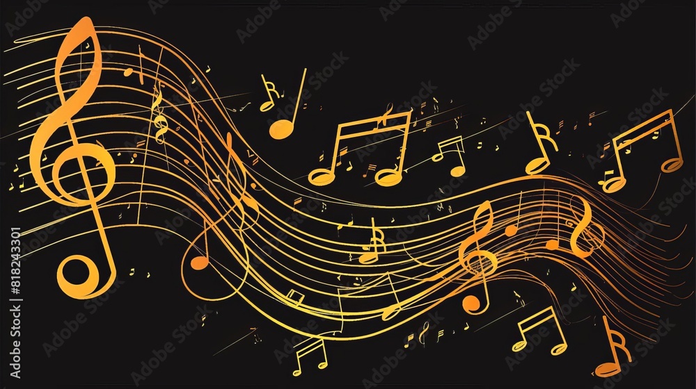 swirling musical notes and treble clef silhouette classical sheet music composition illustration swirling musical notes and treble clef silhouette classical sheet music composition illustration
