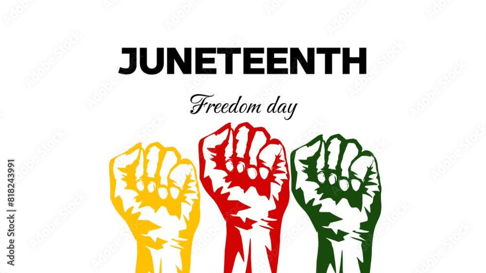 Juneteenth freedom day animation with a silhouette of a clenched fist ...