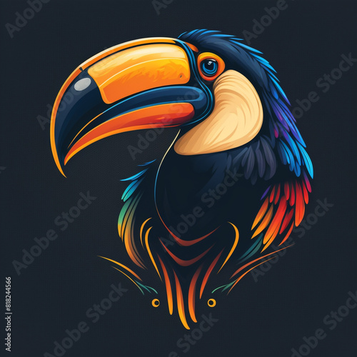 cute toucan bird with feathers logo coutout sticker generative ai