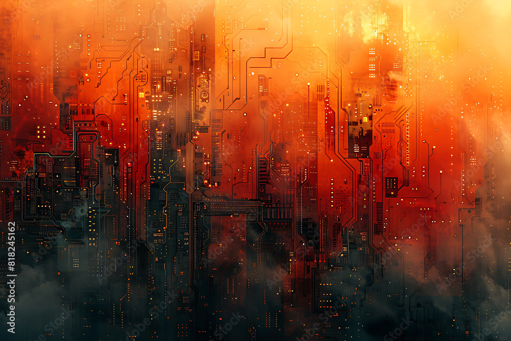 Futuristic Technology Landscape with Abstract Textures and Soft Hues