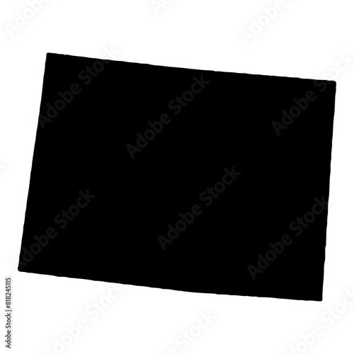 A black solid map of the state of Colorado