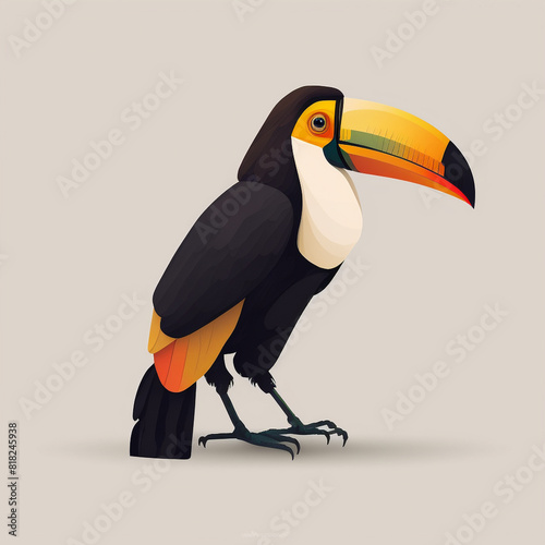 cute toucan bird with feathers logo coutout sticker generative ai photo