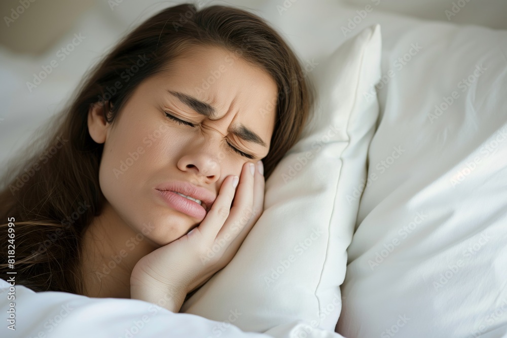 Woman with Toothache in Bed Woman with Toothache in Bed