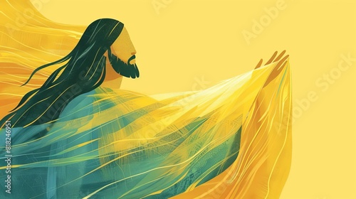 woman touching jesuss robe healing faith brings relief from suffering biblical story illustration religious belief concept photo