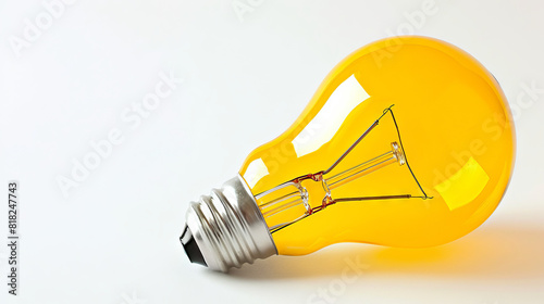 Glowing yellow light bulb on white 