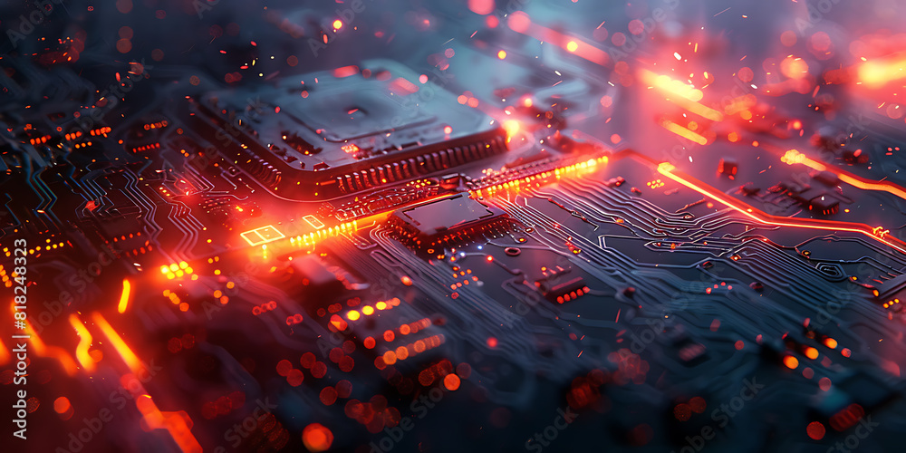 High-Tech Innovation Canvas: Swirling Textures Meet Circuit Boards High-Tech Innovation Canvas: Swirling Textures Meet Circuit Boards
