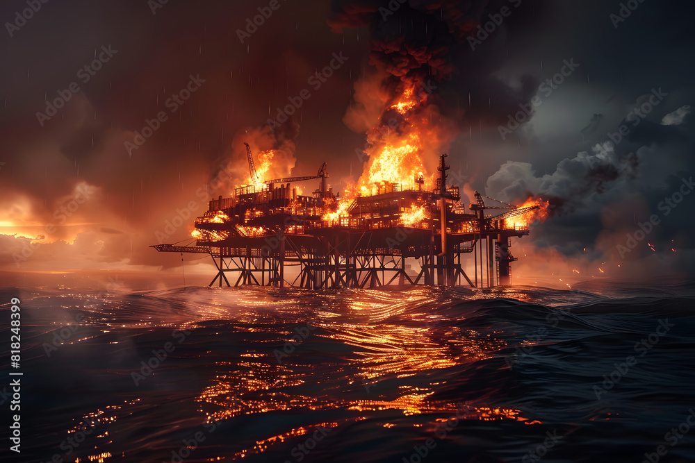 Fiery offshore oil rig disaster