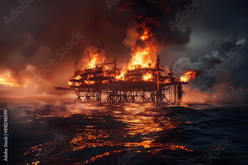Fiery offshore oil rig disaster