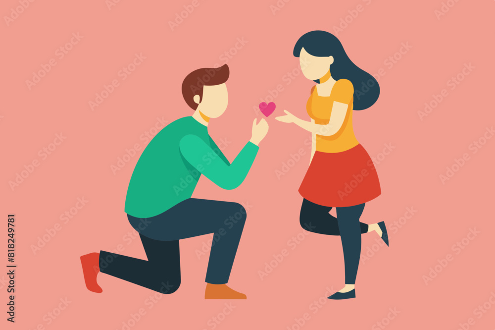 boyfriend proposing vector illustration boyfriend proposing vector illustration