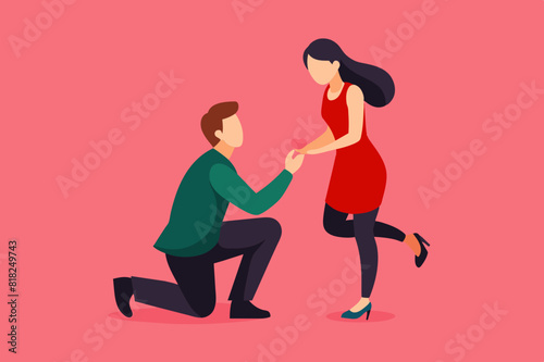 boyfriend proposing vector illustration