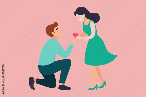 boyfriend proposing vector illustration
