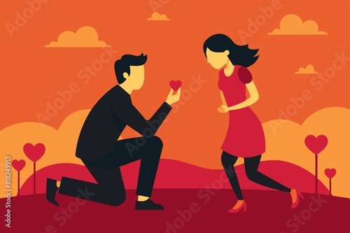 boyfriend proposing vector illustration