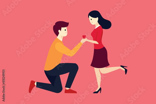 boyfriend proposing vector illustration