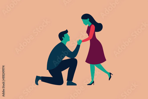 boyfriend proposing vector illustration