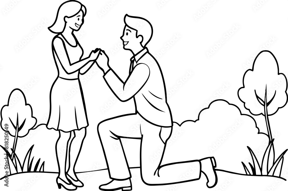 boyfriend proposing vector silhouette illustration boyfriend proposing vector silhouette illustration