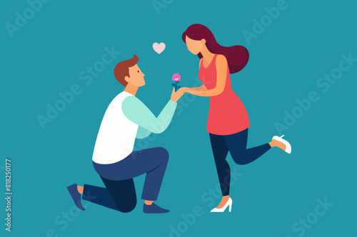 boyfriend proposing vector illustration