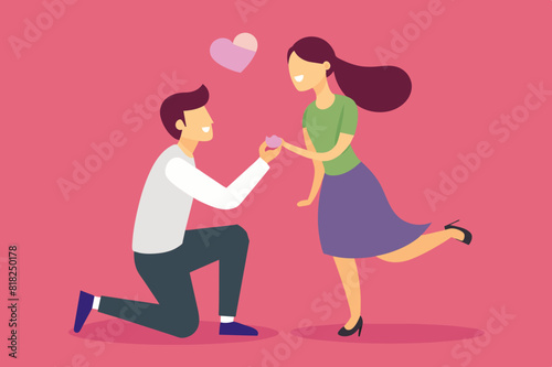boyfriend proposing vector illustration