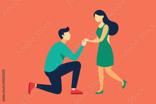boyfriend proposing vector illustration