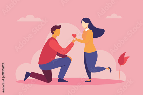 boyfriend proposing vector illustration
