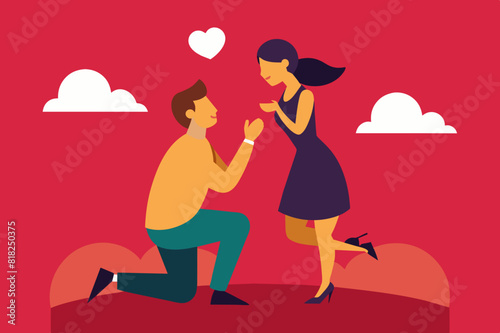 boyfriend proposing vector illustration