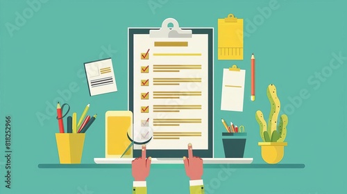 online checklist survey customer experience questionnaire website user feedback form checkmarks and data collection concept illustration photo