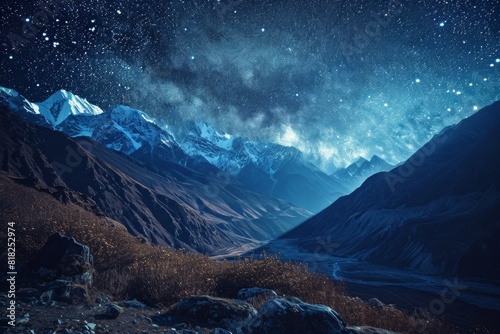 A starry night in mountainous, A starry night in a remote mountainous , Ai generated