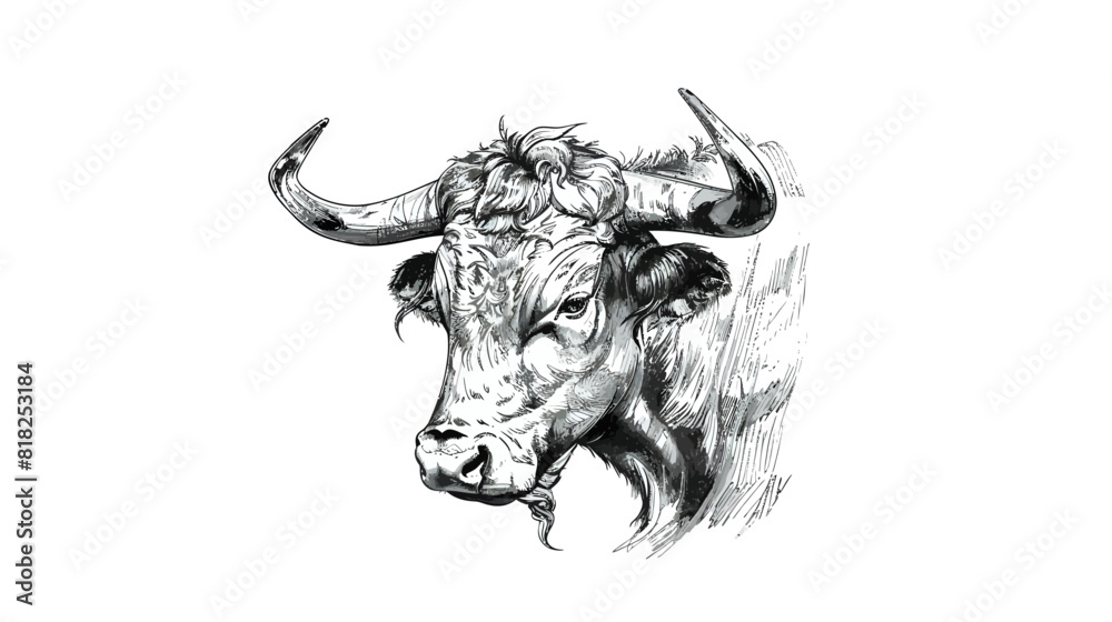 Elegant Buffalo, Cow, Ox, Bull Head Logo Design | Artistic Drawing Inspiration on White Background Elegant Buffalo, Cow, Ox, Bull Head Logo Design | Artistic Drawing Inspiration on White Background