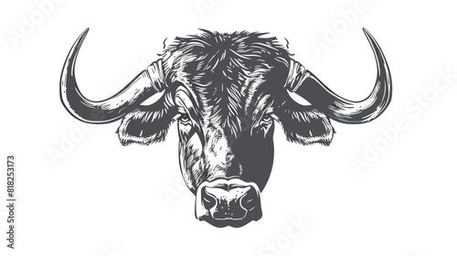 Elegant Buffalo, Cow, Ox, Bull Head Logo Design | Artistic Drawing Inspiration on White Background
