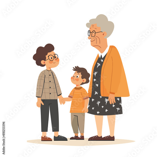 grandma and grandson vector flat minimalistic isolated illustration on white background